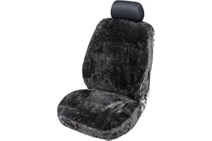 Walser Housse de siège Auto en Peau d'agneau Trish, Housse de siège Auto en Peau d'agneau, Fourrure de siège Auto, Housse de siège Auto en Peau Noir