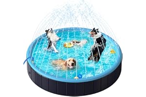 Rywell Hundepool für Große Hunde - Faltbare Schwimmbecken mit Sprinkler, PVC langlebig Planschbecken für Hunde, Sicher & Umweltfreundlich Hundebadewanne - L (160cm)