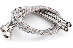 Home Range 500mm WRAS Approved 2 x M12 x 1/2” |5 Lengths| BSP Flexible Hose Pipe Tails, Replacement Kitchen Sink/Bathroom Basin Monobloc Tap Connectors, 304 Stainless Steel Braided Flexi Pipes