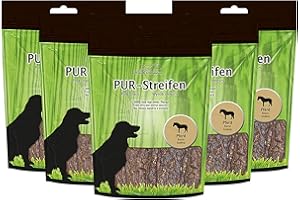 Schecker Dörrfleisch für Hunde - PUR Kaustreifen Pferd - Gluten- und getreidefrei - 100% von nur Einer Tierart - 5 x 100 g