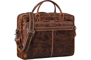 STILORD 'Zenon' Cuoio Borsa Porta PC 15,6-16 Pollici - Grande Borsa Laptop a Tracolla - Valigetta Documenti A4 - Ventiquattrore da Lavoro in Vera Pelle Uomo & Donna, Colore:luino - marrone