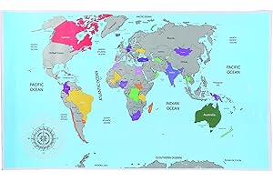 BAKAJI Out of the blue 29/2900 mapa świata do zdrapywania, 88 x 52 cm, wielokolorowa