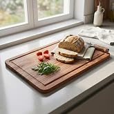 Deconox Doğal Akasya Ahşap Doğrama ve Kesme Tahtası - Kesme Panosu - 40x26x1.5 cm &Ccedil;ok Ama&ccedil;lı Sunum Tepsisi, Peynir ve Et Serv