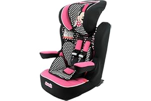 NANIA Silla de coche para Bebe isofix IMAX grupo 1/2/3 (9-36kg) con proteccion lateral y el reposacabezas ajustable - made in France - Minnie