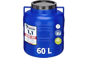 Garronda 60 Liter BPA-freies Fass und Futtertonne, Weithalsfass, Wassertank und Behälter mit Deckel für Sauerkraut sowie Surfass Pökelfass für Fleisch GD-0087, Blau
