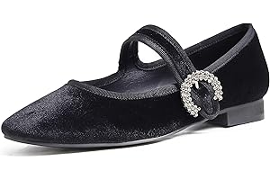 Feversole Women's Mary Jane Fashion Square Toe Easy Buckle Low Heel Slip On Flats