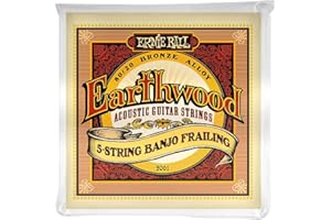 Ernie Ball Earthwood Banjosaiten, für 5-Saiter, Frailing-Schlaufen, 80/20-Bronze, Akustikgitarren-Saiten, Stärke 10–24