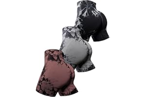 Mesaro Damen Gym Shorts 3 Pack High Wasit Sport Short Gym Leggings Booty Scrunch Shorts Sport Outfit Damen Workout Shorts Push Up Radlershorts Fitness Laufen