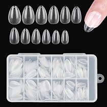 Kurze Mandel-Nagelspitzen Für Gel-Veränderungen – 12 Größen, 600 Stück, Halb Durchsichtig Matte French Tip-Spitzen
