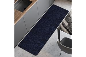 Comart - Tappeto Cucina Nancy - Antiscivolo - Lavabile in Lavatrice - Moderna Passatoia in Ciniglia - Runner per Corridoio e Cucina - Morbido e Resistente - Made in Italy - Blu - 50x170 cm