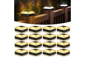 vighep 4x4 Solar Post Cap Lights Outdoor - 16 Pack Fence Post Light with 3 Color Modes, Waterproof Black Solar Powered Deck Lights for Wooden/Vinyl Posts Patio Garden Porch