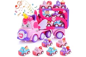 EUCOCO Camion Jouet Fille 1-6 Ans, Petite Voiture Enfant, Cadeau Anniversaire Licorne