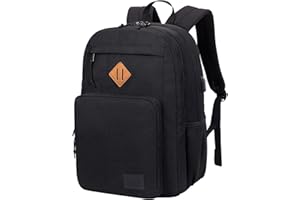 KEOFID Classic Travel backpack for Men and Women, Anti theft Laptop backpack with USB Charging Port for College, Business(Black)