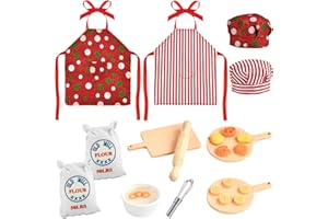 YUNHENTONG Lutin Farceur de Noel Accessoires, 22 Pièces Elfe de Noel Accessoires, Ensemble de Cuisson Miniature, 1/12 Accessoires de Maison de Poupée pour Décoration de Maison de Lutin Farceur (Rouge)