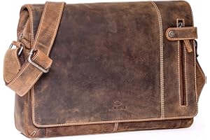 ALMADIH DYLAN - Borsa a tracolla in pelle bovina di alta qualità, con scomparto per laptop, 15 pollici, borsa a tracolla per il tempo libero, colore marrone