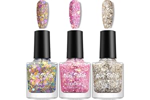 3 st glitter nagellack set, glänsande snabbtorkande långvarig giftfri nagelpolering, giftfri vattenbaserat nagellack för gör