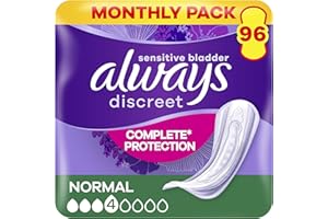 Always Discreet Incontinence Pads Women, Normal, Absorbency 3 or 4, 96 Sanitary Towels (24 x 4 Packs), Complete Protection for Bladder Weakness Pads Women, Odour Neutraliser