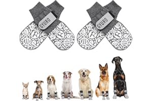 GYURO Doppelseitige Anti-Rutsch Hundesocken für den Innenbereich, um das Lecken der Pfoten zu verhindern-Pfotenschutz Haustierpfoten Schutz Traktion Kontrolle Socken auf Hartholzboden (Grau, S)