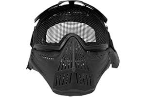 AREA SHOPPING Maschera Soft Air Nera Protezione Totale Viso con Rete Accessori Softair