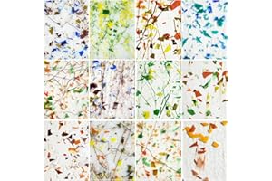 PALJOLLY 12 Sheets Patterned Stained Glass Sheet Variety Pack, 6 X 4 inch Cathedral Art Mosaic Glass Tiles for Crafts, Stained Glass Supplies(Mixed Clear and Opal)