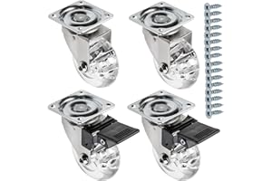 GTV - Roulettes pour meubles BRAZIL Roulettes pivotantes 4 pièces Set de roulettes pour meubles : 2x roulettes avec frein, 2x sans frein, en acier et caoutchouc, +16 vis coniques 4x17, diamètre :