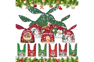 HAUTSTORE 60 Pezzi Sacchetti Regalo di Natale, Sacchetti da Regalo, Sacchetti di Caramelle Con Orecchie da Coniglietto, Sacchetto Biscotti di Natale, Sacchettini Compleanno, Sacchetto Bustine Regalo Natale