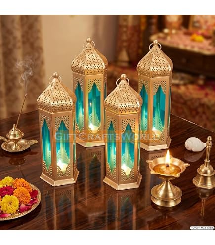 GiftCraftsWorld Premium Hanging Metal Mini Lantern Lights for