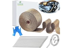 PANDURE MODERN LIVING CONCEPT Cinta Anticalorica para Escapes para Motocicleta Auto Titanio Fibra de vidrio cinta aislante térmica con Abrazaderas de Acero Inoxidable (5CMx15M, Titanio)