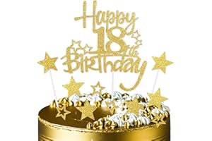 mciskin Gold Happy 18th Birthday Cake Toppers for Cake,Girls Boys 18th Birthday Decorations,Personalised 18 Cake Toppers,Gold Cake Decorations for Girls Boys Women Men Birthday Party Supplies
