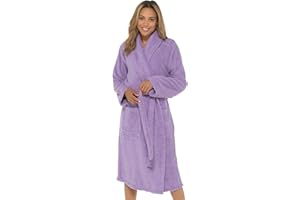 UNDERCOVER LINGERIE Undercover Ladies Terry Towelling 100% Cotton Shawl Collar or Hooded Wrap Tie Waist Dressing Gown Drying Bathrobe