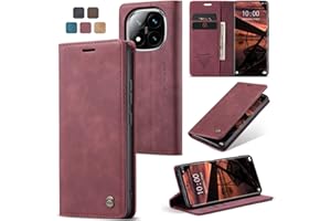WJXEXRS Handyhülle für Xiaomi Redmi Note 14 Pro Plus 5G Hülle Premium Leder Schutzhülle Klappbar mit Kartenfach Ständer Magnet Handytasche mit Flip Case Klapphülle für Redmi Note 14 Pro+ 5G -Weinrot