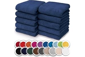 NatureMark Juego de 10 toallitas de Rizo para Cara y Manos – 100% algodón, Suaves y absorbentes – 30×30 cm, Azul Marino