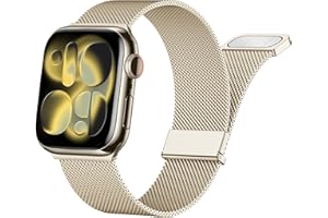 Yoohoo Armband Kompatibel mit Apple Watch 40mm 41mm 42mm 46mm 45mm 44mm 38mm 49mm, Milanaise Edelstahl Metall Armband für iWatch SE 11 10 9 8 7 6 5 4 3 2 1 Ultra Damen Herren