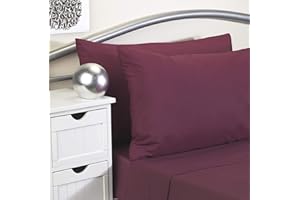 Tiacare Bed Linen - Fire Retardant to BS EN 7175 (Burgundy, Pillow Case 2 pack)