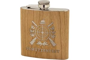Spruchreif · Flachmann aus Edelstahl mit Gravur · Flachmann Schützenfest · Schützenkönig Geschenk · Flachmann aus Holz · Männergeschenk · Sportschützen Geschenke