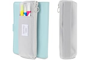 Tucnoeu Piórnik na notatnik, szary uchwyt na długopis, mały piórnik z zamkiem błyskawicznym i regulowaną elastyczną opaską, mały piórnik cienki do twardej okładki, notebooków, książek, Czarny, Etui