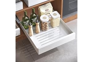 Kitstorack Cajones Extraibles Para Cocina,Cajón Deslizante Para Alacena, Extensible Cajon Telescopico Adhesivo,Sin Necesidad de Taladrar Ni Clavar, blanco, 40 Anchura x 43 Profundidad x 8 Altura cm