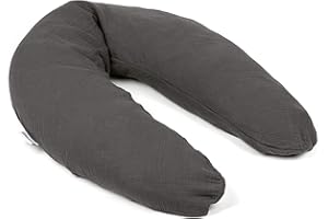 Doomoo Comfy Big Tetra Grey Multifunctioneel Zwangerschapskussen - Levenslang Veelzijdig Borstvoeding Kisses - Aanbevolen Door Fysiotherapists - Gevuld with Microkorrels with Washable Hoes Basics