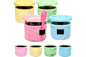 Hejo 4 Pcs Ice Cream Neoprene Sleeve for Ninja CREAMi NC301 NC300 NC299AMZ UK Series, Neoprene Sleeves for Ninja Ice Cream Container, Reusable Insulated Sleeves for Ninja Cream Tubs (16OZ)
