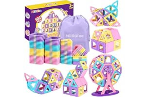 MilliGlee Magnetic Building Blocks - 102 Pieces Magnets Toy for Children with Storage Bag Magnets Children Magnetic Game Magnetic Building Blocks Toy Gifts Girls Boys from 3 4 5 6 7 8-12 Years