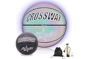 SUNJULY Basket-Ball Clignotant, Luminous Basketball PU Glowing Rainbow Light Basketballs in The Dark Basketball Perfect Night -Light Ball Toy Gift for Kids Boys Official Size (NO.7)