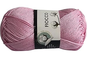 filati italiani Cotone Fiocco. 100% Cotton, 50g (125m) per Uncinetto e Maglieria (Rosa - 7366)