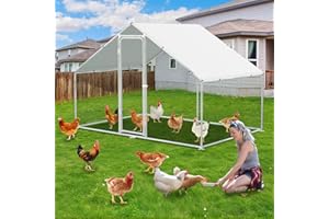 Herrselsam Pollaio Ovaiole per Esterni, 3x2x2m Pollaio per Esterni con Telaio Zincato, Recinto con Copertura in Tessuto Impermeabile, Serratura, per Polli, Anatre e Conigli