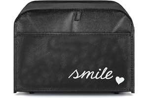 ‎KWMOBILE kwmobile Hülle für 2-Scheiben Toaster - Staubschutz Abdeckhaube - Toasterabdeckung in Weiß Schwarz Smile Herz - 19 x 20,3 x 28 cm