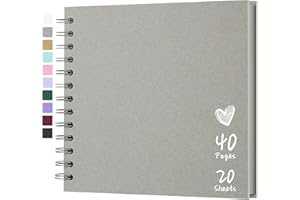 Hiwhy Fotoalbum Scrapbook 18x18 cm 20 Blätter DIY Scrapbook Hartes Kraftpapier Baby Erinnerungsbuch Familie Geburtstag Hochzeit Jahrestag Scrapbook, Grau