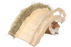 RESCH HEIMTIERBEDARF Resch Nr30 Heubrücke, naturbelassenes Massivholz aus Fichte/Große Brücke mit integrierter Heuraufe und Einer Höhle darunter/Sehr stabil - belastbar bis ca. 50kg / Maße:63x20,5x27cm (LxHxB)