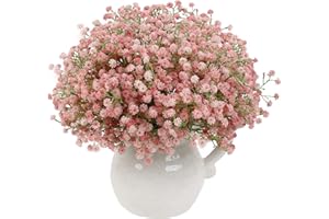 Homcomodar Sztuczne kwiaty gipsówki, 12 sztuk, aranżacje kwiatowe, dekoracja (kolor różowy)