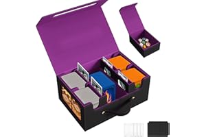 Nexum Kartenaufbewahrungsbox für Trading Cards 2400+ Karten MTG Commander Deck Box mit 24 bunten Teilern Kartenetui Aufbewahrung für Magic TCG PTCG Pokémon YuGiOh Sportkarten Schwarz Grau (5 in 1)