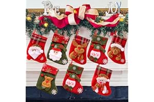 XLZJYIJ Weihnachtsstrumpf, 8-teiliges Set Nikolausstrumpf, Kamin Weihnachtssocken, Nikolausstiefel Socken, zum Befüllen & Aufhängen für Weihnachtsdeko Oder DIY