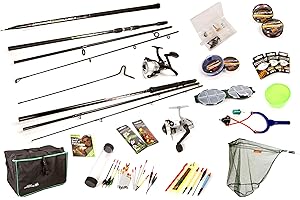 FLADEN Matt Hayes Adventure Complete Fishing Set - 2 x Rod (Carp & Float) & 1 x Pole / 2 x Reel/Line/Net/End Tackle/Bait & Fishing Guide/Carry All Bag - Ideal Starter Introduction Kit [99-1514856]